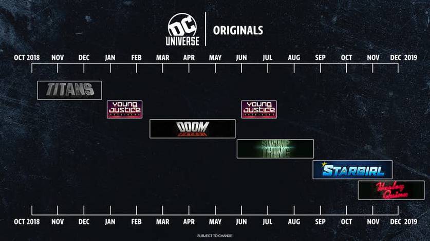 calendário séries da DC